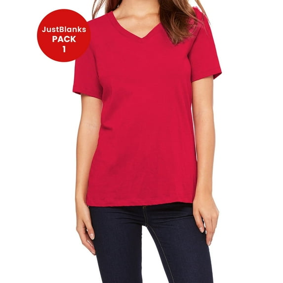 JustBlanks Ladies Relaxed Jersey V Neck T Shirt