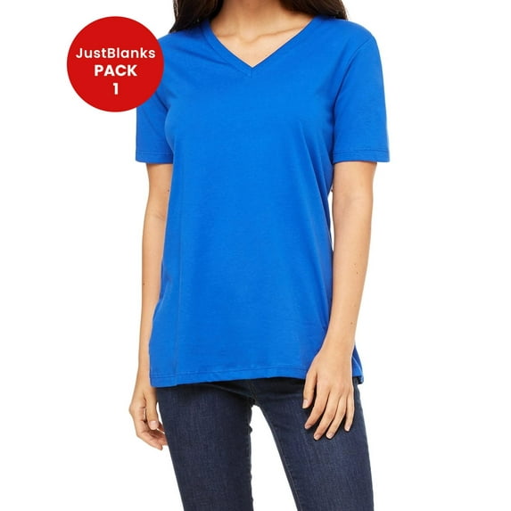 JustBlanks Ladies Relaxed Jersey V Neck T Shirt