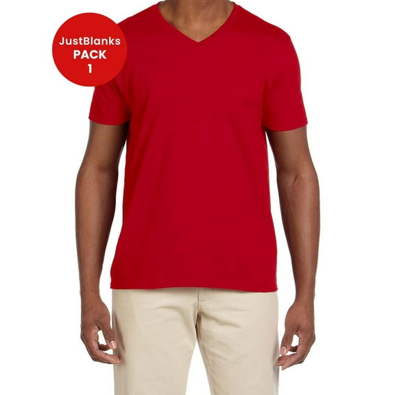 JustBlanks Softstyle V Neck T Shirt Modern Classic Fit Taped Neck Shoulders for Comfort