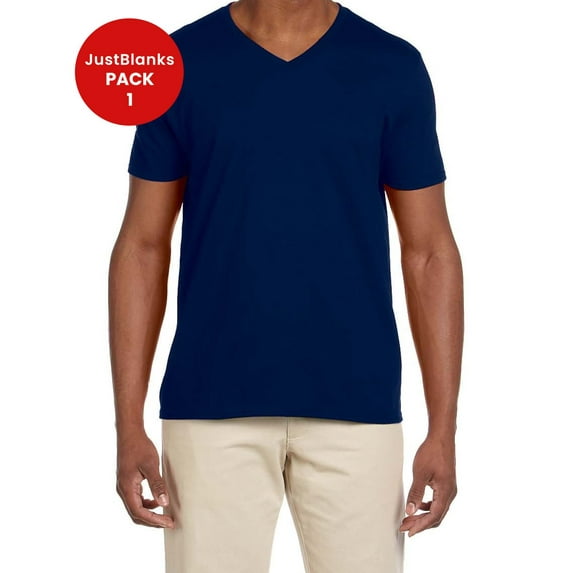 JustBlanks Softstyle V Neck T Shirt Modern Classic Fit Taped Neck Shoulders for Comfort