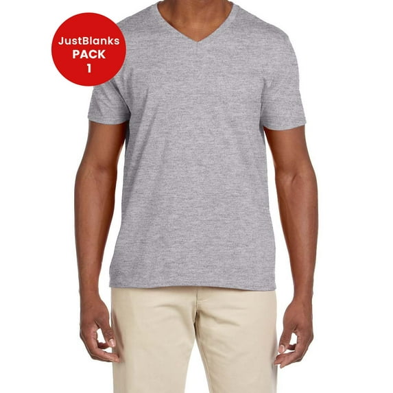 JustBlanks Softstyle V Neck T Shirt Modern Classic Fit Taped Neck Shoulders for Comfort