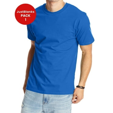 Justblanks Men's Adult 6.1 Oz. Classic Crew Neck Ringspun Cotton Regular-Fit Short Sleeve Beefy T-Shirt For Men - BLUEBELL BREEZE - Small