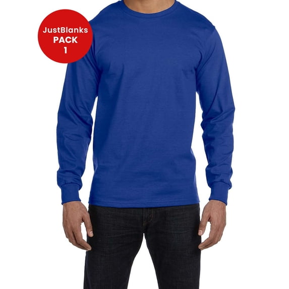 JustBlanks Beefy Long Sleeve T Shirt Flat Collar Shoulder to Shoulder Taping