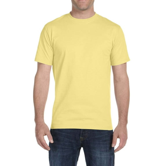 Justblanks Men's Adult Classic Fit Crewneck Comfortsoft 100% Ultra Cotton Short Sleeve T-Shirt For Men - DAFFODIL YELLOW - 6X-Large