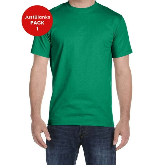 Justblanks Men's Adult Classic Fit Crewneck Comfortsoft 100% Ultra Cotton Short Sleeve T-Shirt For Men - KELLY GREEN - Large