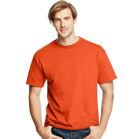 Justblanks Men's Adult Classic Fit Crewneck Comfortsoft 100% Ultra Cotton Short Sleeve T-Shirt For Men - Orange - 3X-Large
