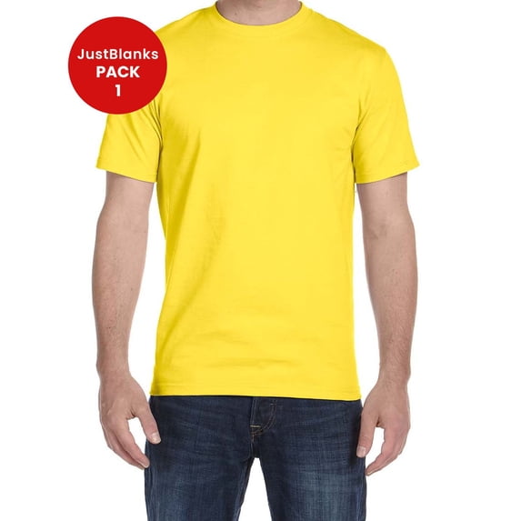 Justblanks Men's Adult Classic Fit Crewneck Comfortsoft 100% Ultra Cotton Short Sleeve T-Shirt For Men - Yellow - Small