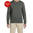 thumbnail image 1 of Justblanks Men's Adult Crew Neck Jersey Softstyle 100% Cotton Regular-Fit Long Sleeve T-Shirt For Men - Military Green - Large, 1 of 3