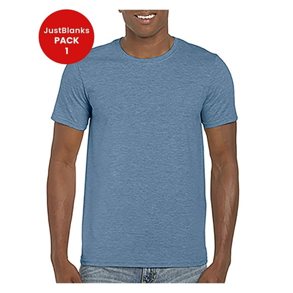 JustBlanks Softstyle T Shirt Modern Classic Fit Taped Neck Narrow Width Rib Collar