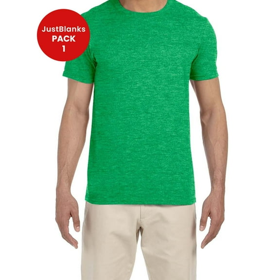 JustBlanks Softstyle T Shirt Modern Classic Fit Taped Neck Narrow Width Rib Collar