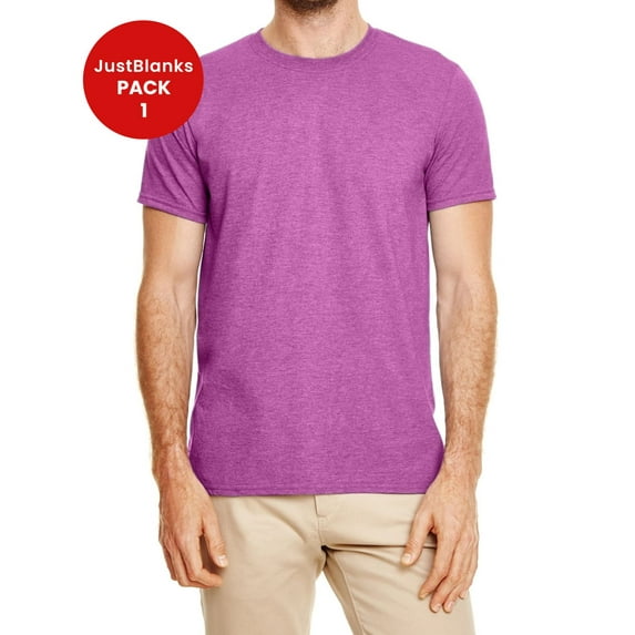 JustBlanks Softstyle T Shirt Modern Classic Fit Taped Neck Narrow Width Rib Collar