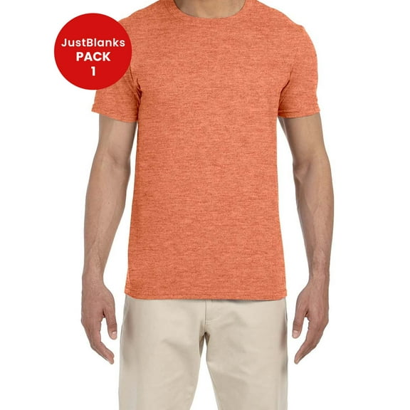 JustBlanks Softstyle T Shirt Modern Classic Fit Taped Neck Narrow Width Rib Collar