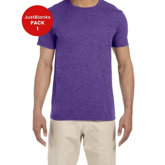 JustBlanks Softstyle T Shirt Modern Classic Fit Taped Neck Narrow Width Rib Collar