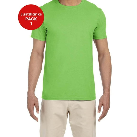 JustBlanks Softstyle T Shirt Modern Classic Fit Taped Neck Narrow Width Rib Collar