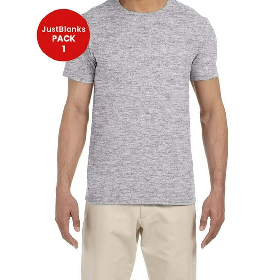 JustBlanks Softstyle T Shirt Modern Classic Fit Taped Neck Narrow Width Rib Collar