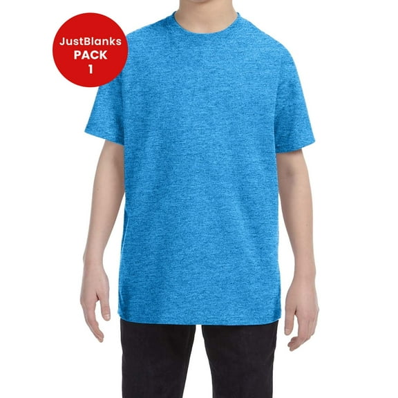 JustBlanks Heavy Cotton Youth T Shirt Taped Neck Shoulders for Comfort Durability