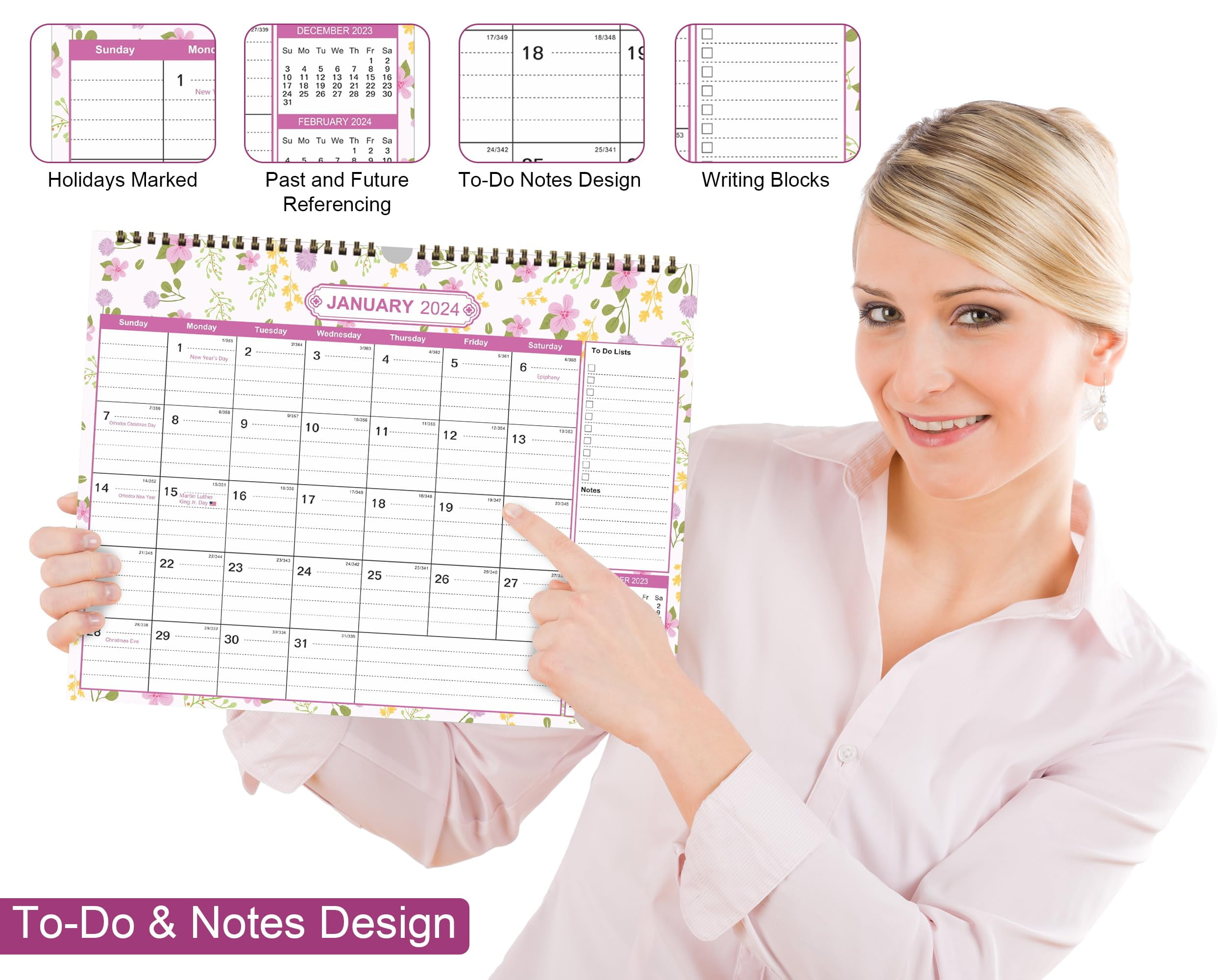 Justhard Exquisite Crafted Wall Calendar 2025 Writable Grid And Tear