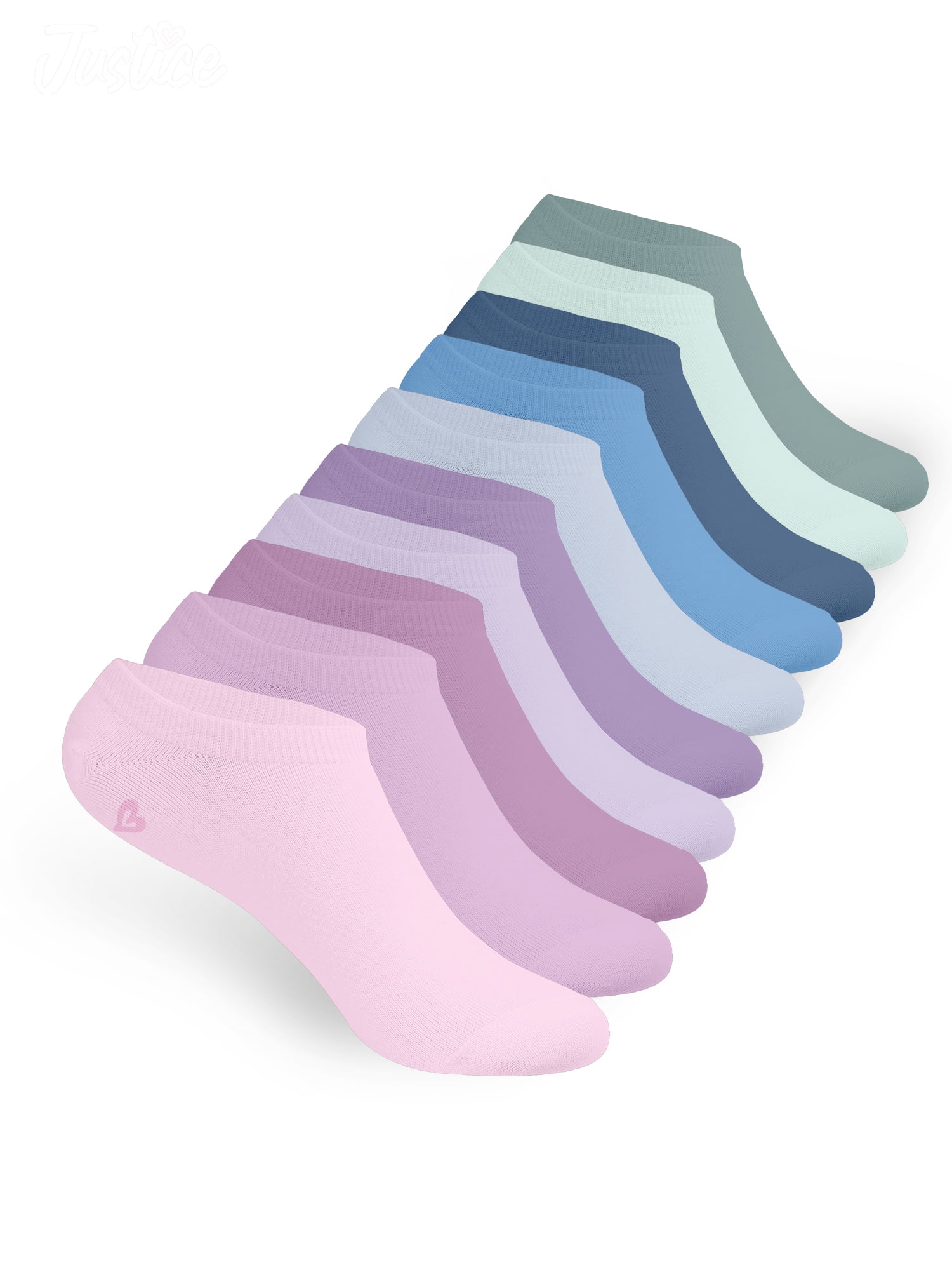 Justice No Show Socks for Girls, Cozy Socks for All Day Wear, 10 pk Pink Multi Color