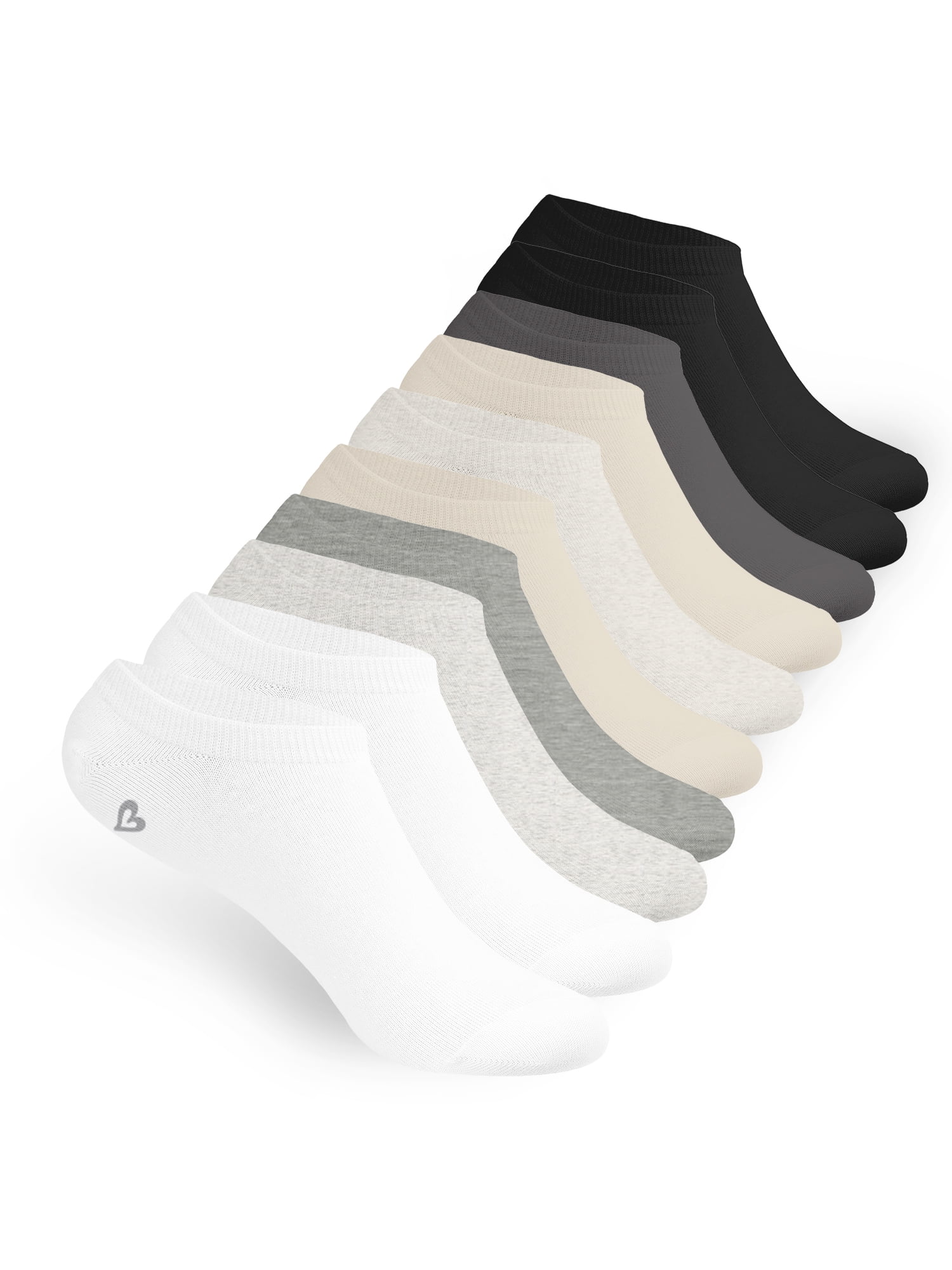 Justice No Show Socks for Girls, Cozy Socks for All Day Wear, 10 pk White Multi Color