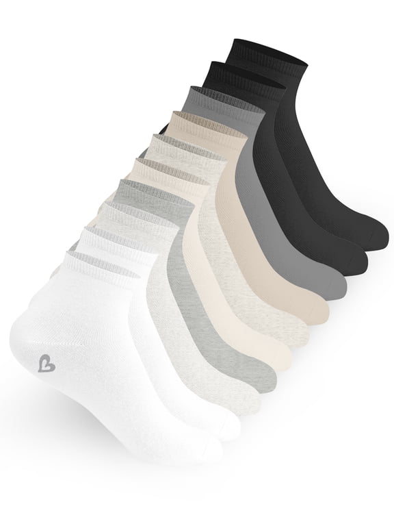 Quarter Ankle Socks for Girls, Lightweight Kids Socks for Daily Wear, 10 pk White Multi Color