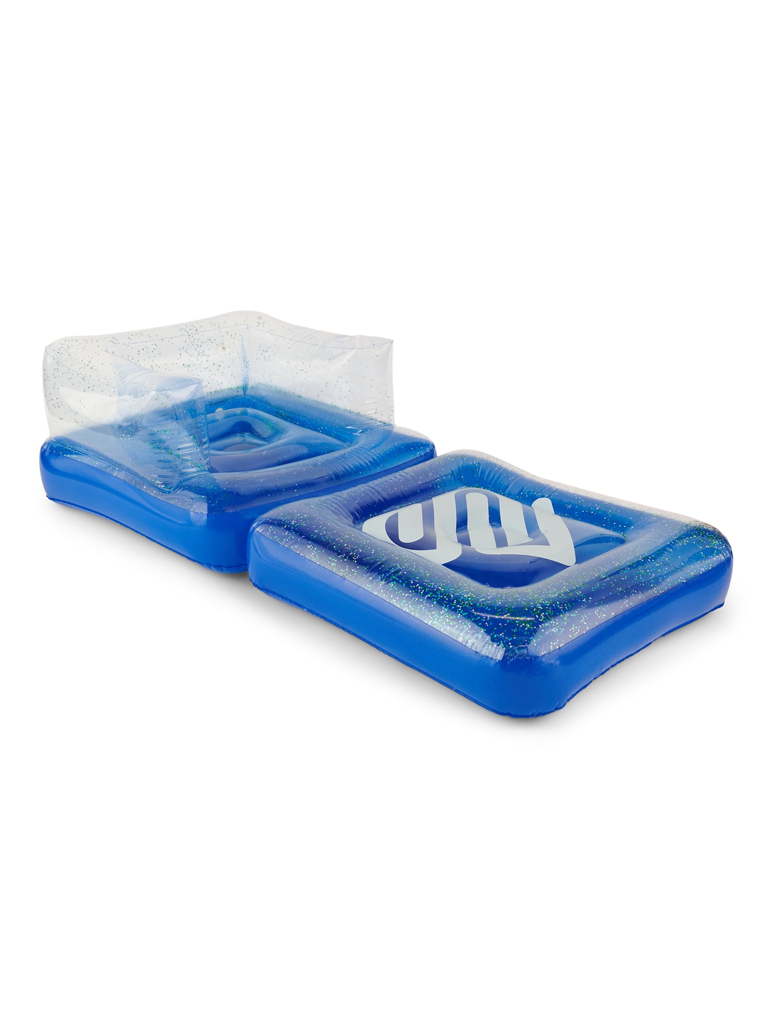 Justice 2-in-1 Foldable Pool Lounger - Lounger Float & Poolside Chair. Bring Relaxation to a new level with our Pool Lounger Durable & versatile design, Ages 6+, Inflated size: 35" x 65", Unisex, Blue