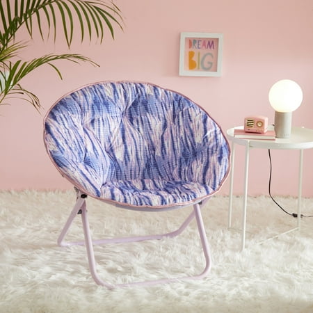 Room Revival 30" Faux Fur Printed Saucer Chair, Purple