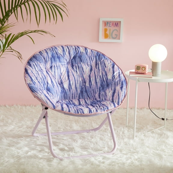 Room Revival 30" Faux Fur Printed Saucer Chair, Purple