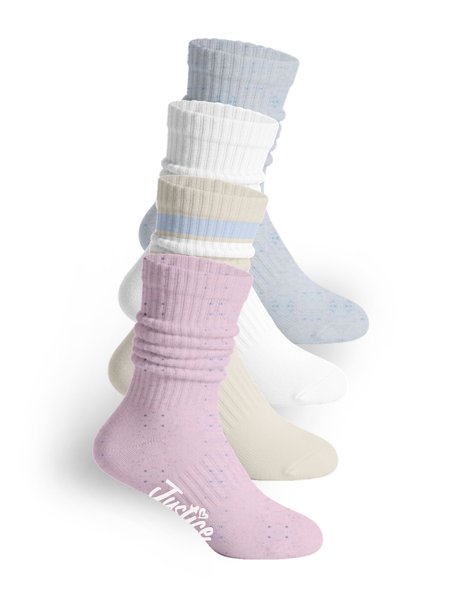 Justice Slouch Boot Socks for Girls, Warm Cozy Socks for Daily Wear, 4 pk Pink