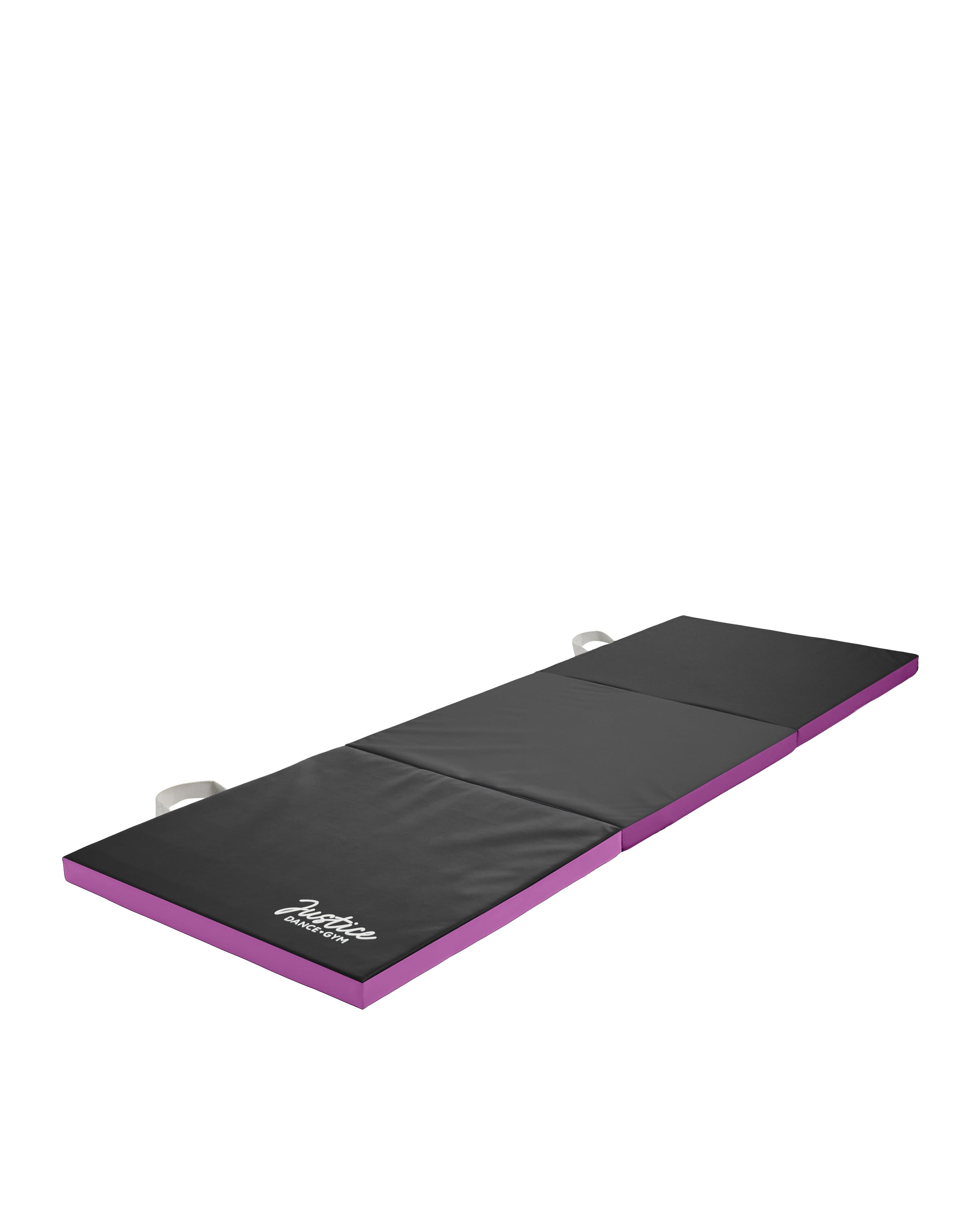 Justice 6ft Three-Fold Gymnastics Mat with Carry Handles, Black Iridescent, 1.5-inch Thickness