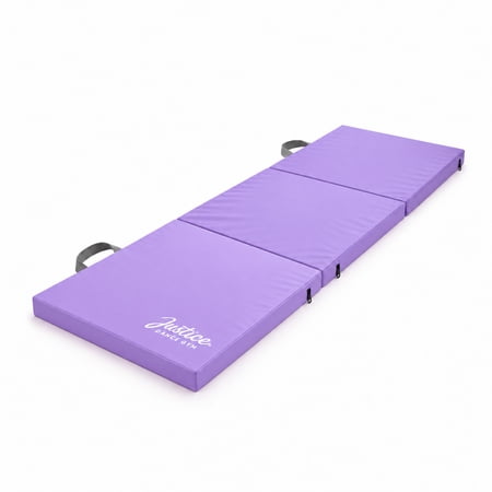 Justice 6ft Three-Fold Gymnastics Mat with Carry Handles, Lavender, 1.5-inch Thickness