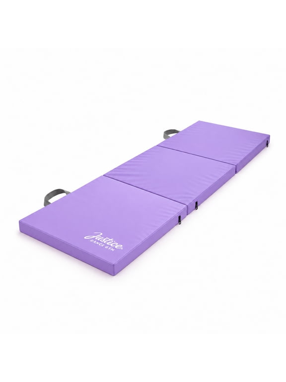 6ft Three-Fold Gymnastics Mat with Carry Handles, Lavender, 1.5-inch Thickness
