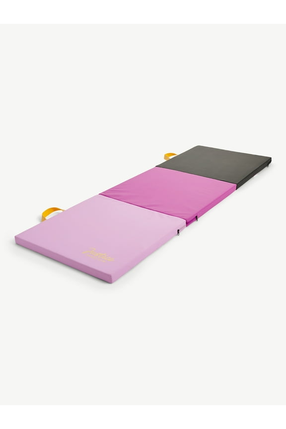 6' Three Folding Gymnastics Mat with Carry Handles, Multi Color, Pink, 1.5-inch Thickness