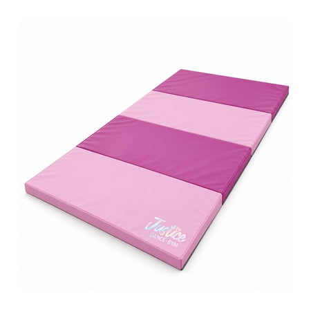 Justice 8ft Four-Panel Folding Gymnastics Mat with Carry Handles, Two color Lilac-Purple, 1.5-inch Thickness