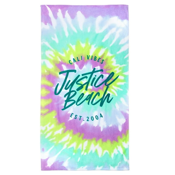 Justice Beach Towel, 100% Cotton, 64 x 34, Mint Spiral