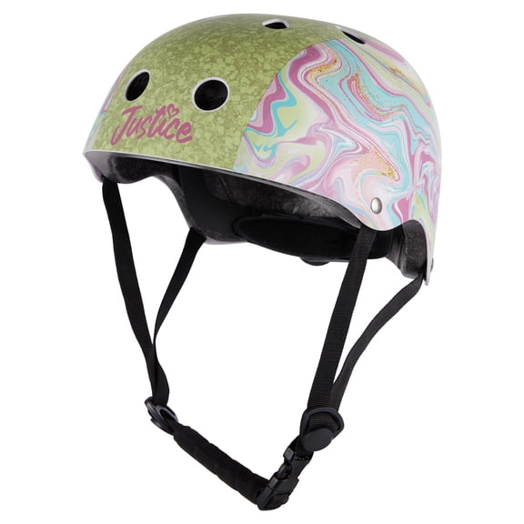 Justice Boardwalk Brights Cotton Candy Swirl Helmet with Chunky Glitter Design