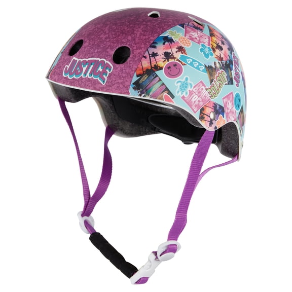 Justice Boardwalk Brights Sticker Helmet with Chunky Glitter Design