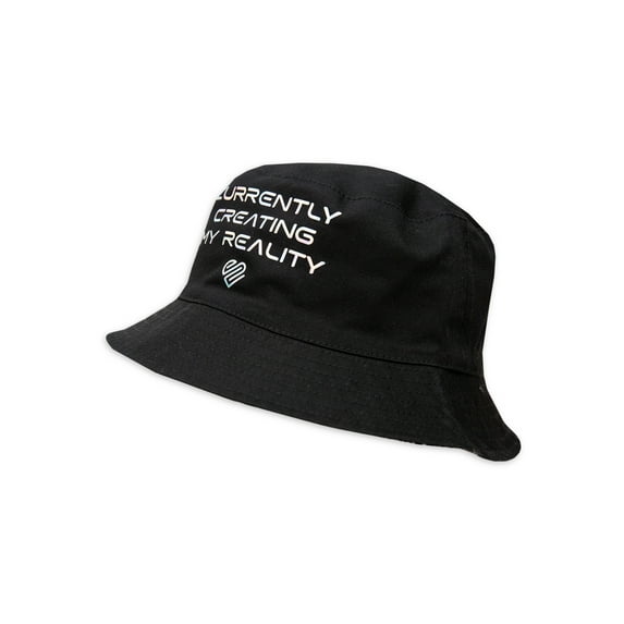 Justice Brand Girls Child Reversible Black and White Bucket Style Hat, Creating My Reality