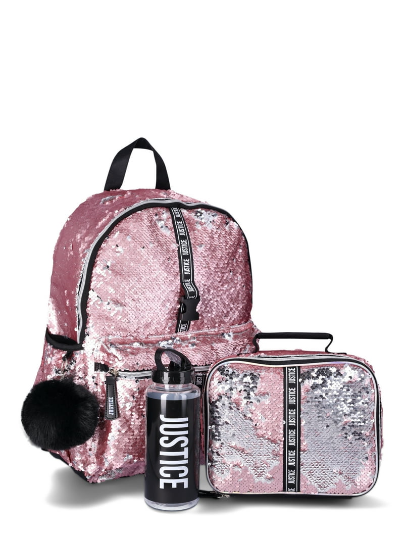 Rose Gold Backpack Girls Justice Bushed Sequins Girls 17