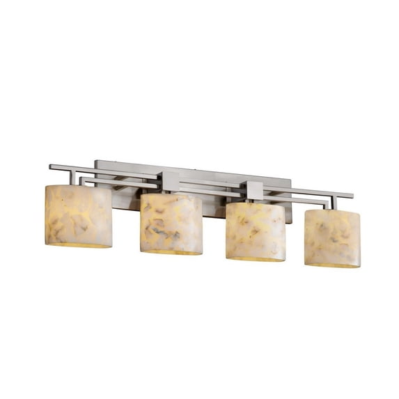 Justice Design ALR-8704-30-DBRZ Alabaster Rocks Aero - 36.5 Inch Bath Bar with Oval Alabaster Resin Shade Dark Bronze Incandescent Polished Chrome Finish