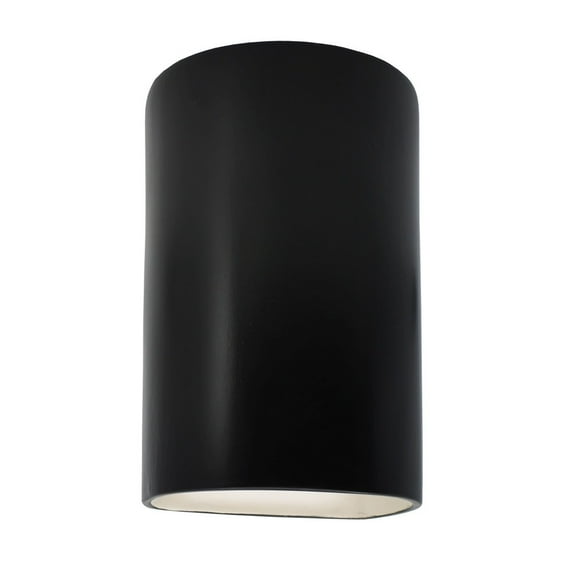 Justice Design CER-0940W-CRB Ambiance - Small Cylinder Closed Top Outdoor Wall Sconce Carbon Matte Black Incandescent Choose Your Options