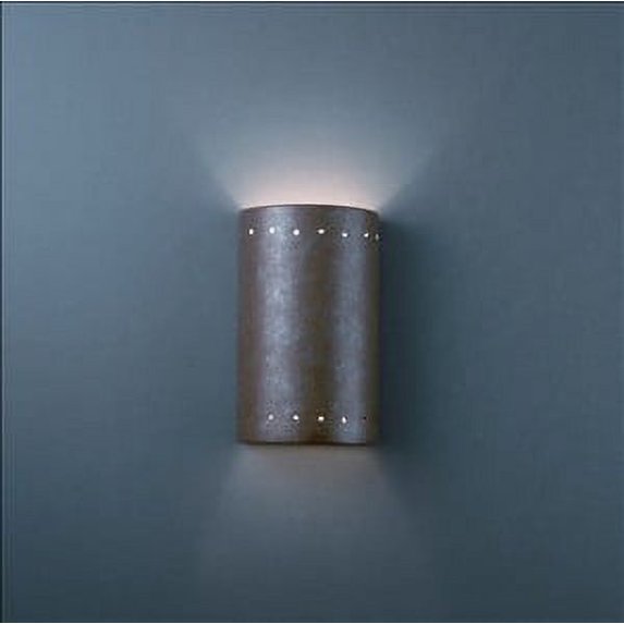 Justice Design CER-5995-BIS Ambiance - Small ADA Cylinder with Perfs Open Top and Bottom Wall Sconce Bisque Incandescent Choose Your Options