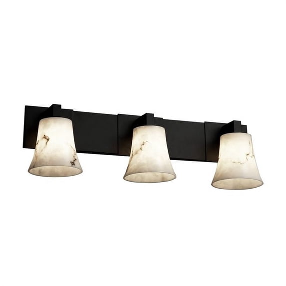 Justice Design FAL-8923-20-DBRZ LumenAria Modular - 3 Light Bath Bar with Round Flared Faux Alabaster Shade Dark Bronze Incandescent Antique Brass Finish