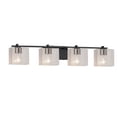thumbnail image 1 of Justice Design FSN-8444-55-SEED-MBLK Fusion Era - 4 Light Bath Bar with Rectangle Seeded Glass Shade Matte Black Incandescent Matte Black Finish, 1 of 1