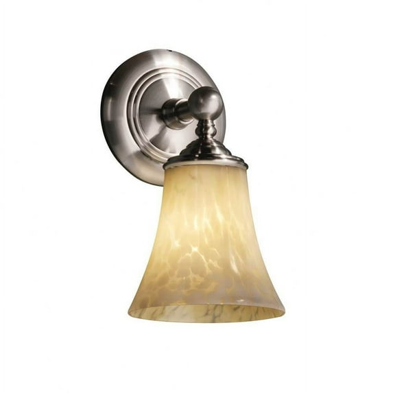 Justice Design FSN-8521-20-OPAL-CROM Fusion Tradition - 1 Light Wall Sconce with Round Flared Opal Glass Shade Polished Chrome Incandescent Dark Bronze Finish