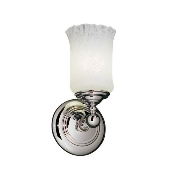 Justice Design GLA-8521-16-WHTW-NCKL-LED1-700 Veneto Luce Tradition - 1 Light Wall Sconce with Cylinder/Rippled Rim Whitewash Venetian Glass Brushed Nickel LED Polished Chrome Finish