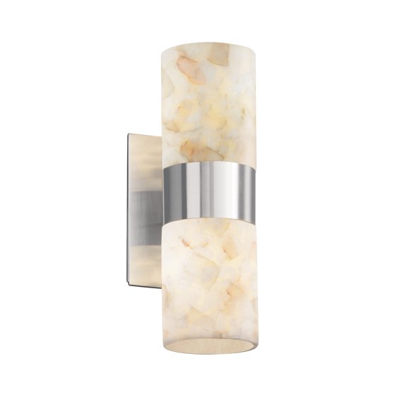 Justice Design Group Alr-8762-10 Alabaster Rocks 2 Light Bath Bar - Nickel