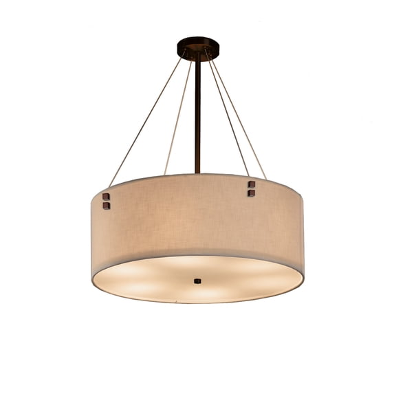 Justice Design Group Fab-9532-Crem-F2 Textile 24" Wide Finials 6 Light Drum Chandelier -