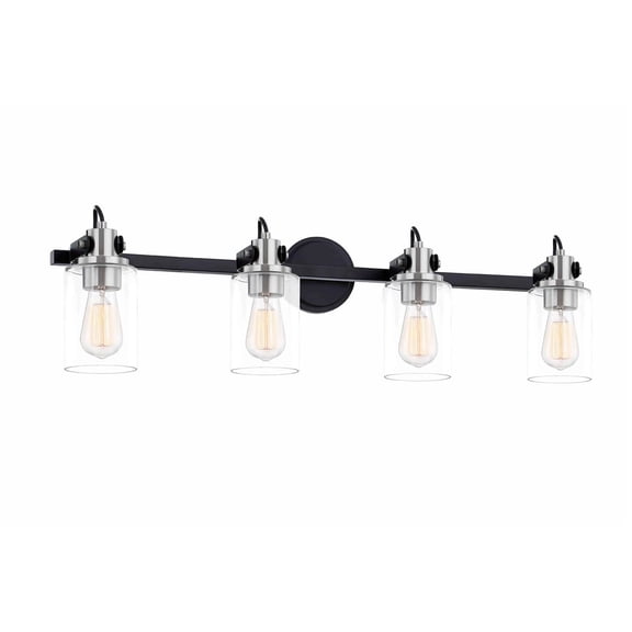 Open Box Justice Design Group Fsn-8194-Cler Brooklyn 4 Light 34" Wide Vanity Light - Black
