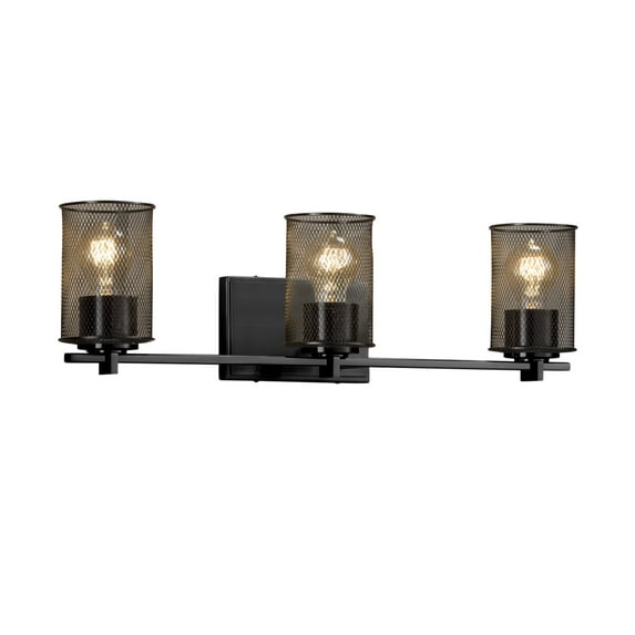 Justice Design Group Msh-8443-10 Wire Mesh 3 Light 24" Wide Bathroom Vanity Light - Black