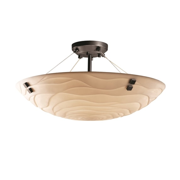 Justice Design Group Pna-9651-35-Wave-F2 Porcelina 3 Light 21" Wide Semi-Flush Bowl